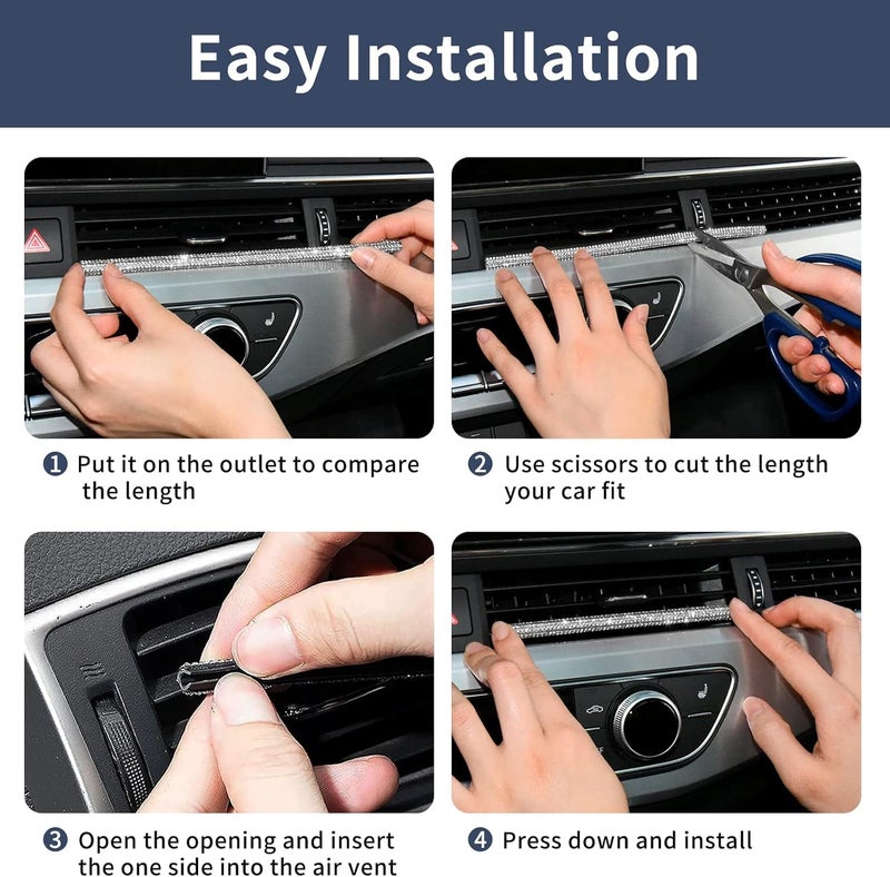 INSAUTO Bling Car Vent Outlet Trim,Bling Car Accessories for Women and Girls,10Pcs Rhinestone Car Air Conditioner Vent Decoration Strip(White) - Image 5